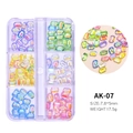 Detail of emerald cut AB crystal nail charms 7.8x5mm in 6-grid organizer box - Mixed Small Octagon Colorful Gems 07 / 6 Grids Box