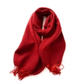 Solid red cashmere-like scarf with soft fringe tassels and thick premium texture - No.24 Wine Red