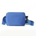 Blue nylon belt bag with adjustable woven strap and black buckle for men and women - Royal Blue