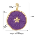 Ciondolo rotondo in rame viola e oro con stella a rilievo e dettagli sulle misure - Pentagramma / Viola