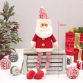 Plush Santa doll with long striped legs and red snowflake knit hat, 50cm tall - Red White Knitted Santa Sitting Large (50cm)