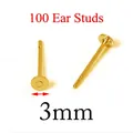 100 pièces de clous d'oreilles dorés en acier inoxydable 3mm pour bijoux DIY - Clous 3mm/100pcs / Or