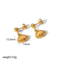 Golden stainless steel seashell drop earrings with detailed size and weight dimensions - Shell Style (TE6897-PSB)