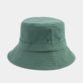 Dark green cotton bucket hat with metallic eyelets and reinforced stitched brim - Dark Green