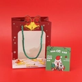 Handmade crochet Christmas gift set with red window bag and festive greeting card - Red Christmas Gift Bag and Greeting Card