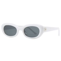 Vintage oval sunglasses in bright white with dark grey lenses and silver oval ring detail - White Frame Gray Lens