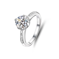 Classic S925 sterling silver crown ring with 1 carat round moissanite gemstone - Adjustable Open / Luxurious Cluster Inlaid Style (FDJZ-008)