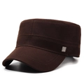 Men's dark brown cotton cadet cap with metallic side badge and reinforced stitching - Adjustable / Coffee