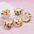 Five white resin beads with colorful cupcake patterns for DIY jewelry and beaded pens - Clear Bead + Yellow Star + Ice Cream