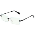 Modern rimless rectangular sunglasses with light blue lenses and black metal frames - Black Frame Clear Lens (Anti-Blue Light)