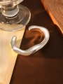 Minimalist irregular open cuff bracelet in polished silver plating with wavy design - L154 Silver Irregular Twisted Open