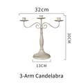 Candelabro vintage blanco 3 brazos 30cm alto 32cm ancho portavelas de metal hierro - 3 brazos (30CM) / Blanco Desgastado