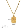 Detail of 18K gold stainless steel pendant showing dimensions 17mm x 9.5mm and 3.6g weight - Rectangular Texture Pendant Style (TN3229-2)