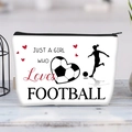 Weiße Kosmetiktasche aus Canvas mit Fußball-Print und „Just a Girl Who Loves Football“ - Just a Girl Who Loves Football Druck (jiayingljb030)