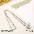 Polished silver sphere pendant necklace with sleek 500x2mm snake chain for women - 18mm Steel Color (KN250856-Z)