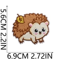 Detailed view of hedgehog embroidery patch with 5.6cm by 6.9cm size measurements - Hedgehog Style