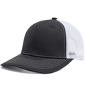 Adjustable black and white trucker hat with mesh back and curved brim for men and women - Dark Grey And White