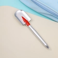 Detailed view of creative shovel-shaped ballpoint pen with silver finish and red accents - Shovel Pen - Silver (with Magnet)