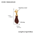 Dark red oil-dripped Figa hand charm with gold stainless steel lobster clasp - D189-1 Gold Figa Hand Pendant (Red Brown) 1PC