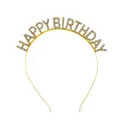 Cerchietto Happy Birthday placcato oro con strass bianchi per feste compleanno - Cerchietto Happy Birthday / Oro