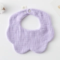 Purple petal-shaped 100% cotton gauze baby bib with snap closure and soft texture - Gauze Flower Scarf - Purple