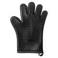 Heat resistant black silicone oven mitt with non-slip heart patterns and hanging loop - 105g Version / Black