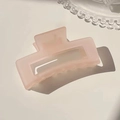 Extra large 13cm square matte pale pink hair claw clip for thick hair in soft resin - 10.5cm Matte Rectangular - Pink / Bulk (No Packaging)