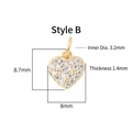 Golden heart charm with full pavé crystals for DIY bracelets and necklaces - Style B Solid Heart / Gold