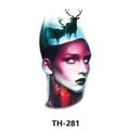 Artistic waterproof temporary tattoo TH-281 featuring female face and forest deer silhouettes - Th-281 / 210*148mm