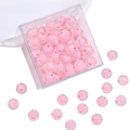 Pink frosted acrylic round beads with internal grid pattern in a clear storage box - Transparent Grid Faceted Round 10mm (50pcs)