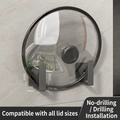 Gunmetal grey wall-mounted pot lid holder made of durable metal for kitchen storage - Gun Grey Pot Lid Holder