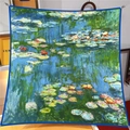 French style 90cm square silk scarf featuring Monet's Water Lilies oil painting print - Monet Water Lilies in the Pond