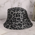 Silver and black leopard print PU leather bucket hat with metallic finish - M (56-58cm) / Black Lurex Leopard