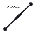 Black stainless steel industrial barbell piercing with 1.6x38x5x5mm dimensions - Black - Straight Barbell
