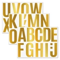 Detail of 4 inch large gold uppercase letter stickers with metallic finish texture - Gold