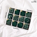 Set di 12 palline di Natale in velluto floccato verde scuro in scatola bianca - Verde Scuro