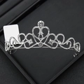 Elegant silver bridal crown with heart-shaped scrolls and sparkling crystal rhinestones - 18# Heart to Heart Rhinestone Style (Silver)