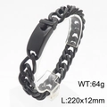 Pulsera cubana negra de 12mm en acero inoxidable con placa de identificación hombre - 12mm Negro