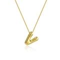 Polished 18K gold plated letter V pendant necklace with sleek minimalist fine chain - Letter V Necklace Set