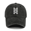 Berretto da baseball in cotone lavato nero con motivo a incrocio bianco minimalista - M (56-58cm) / Nero
