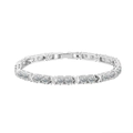 Elegant S925 silver bracelet featuring clear cubic zirconia and X-shaped metal links - 4mm Platinum 16.5cm Approx. 12.2g