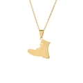 Polished gold stainless steel boot pendant necklace for men and women on white background - Gold