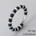 Men's punk style black rubber and silver knurled metal link bracelet with magnetic clasp - Silver Knurled Style (KB204664-SJ)