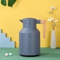 Nordic dark gray thermal carafe with a natural wooden handle and 1L capacity - Plain Style / 028 Grey