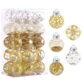 6cm painted transparent gold Christmas ball set with glitter patterns for tree decoration - 6cm / Gold Yellow