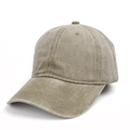 Detail view of khaki washed cotton baseball cap showing reinforced brim stitching and fabric - Khaki