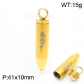 Golden titanium steel bullet necklace with dragon engraving and screw opening feature - Gold Dragon Pattern Relief Bullet Style (KP78892-K)