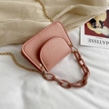 Pink mini jelly crossbody bag with chic acrylic chain strap and gold hardware accents - Pink