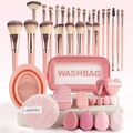 Pink 40-piece makeup tool set with brushes, sponges, and a wash bag for complete beauty care - Grand Full Set / Pink