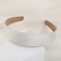 Minimalist white satin headband featuring a smooth silk finish and non-slip inner lining - Ivory